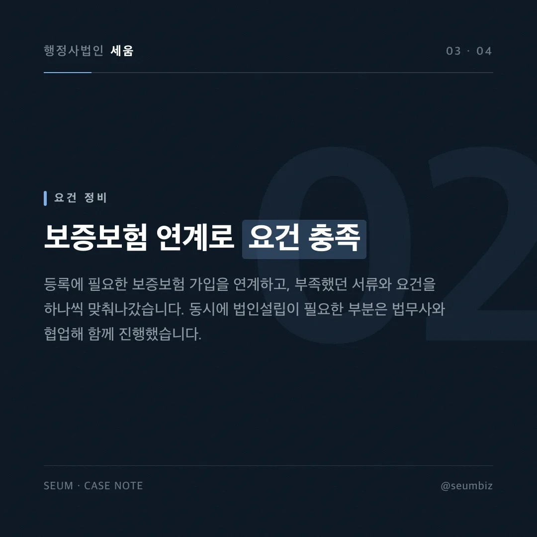 외국인환자 대상 유치사업자 자본금 요건도 모른 채 등록까지 마친 사례, 카드 2