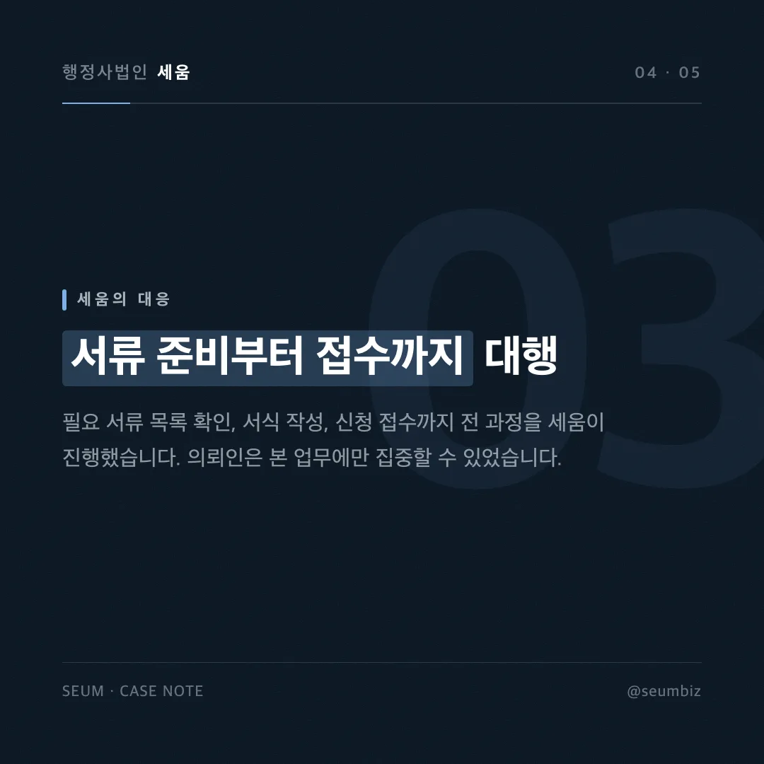 외국인환자유치의료기관 등록 대행, 서류 준비 인력이 없던 여성병원이 세움과 함께 완료한 사례 — 카드 3