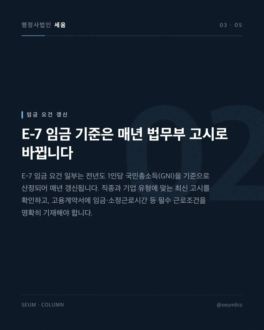 E-7 고용 기업 요건, 매출과 국민고용 인원 기준 매출액과 고용 비율 기준에 대한 오해 · 행정사법인 세움