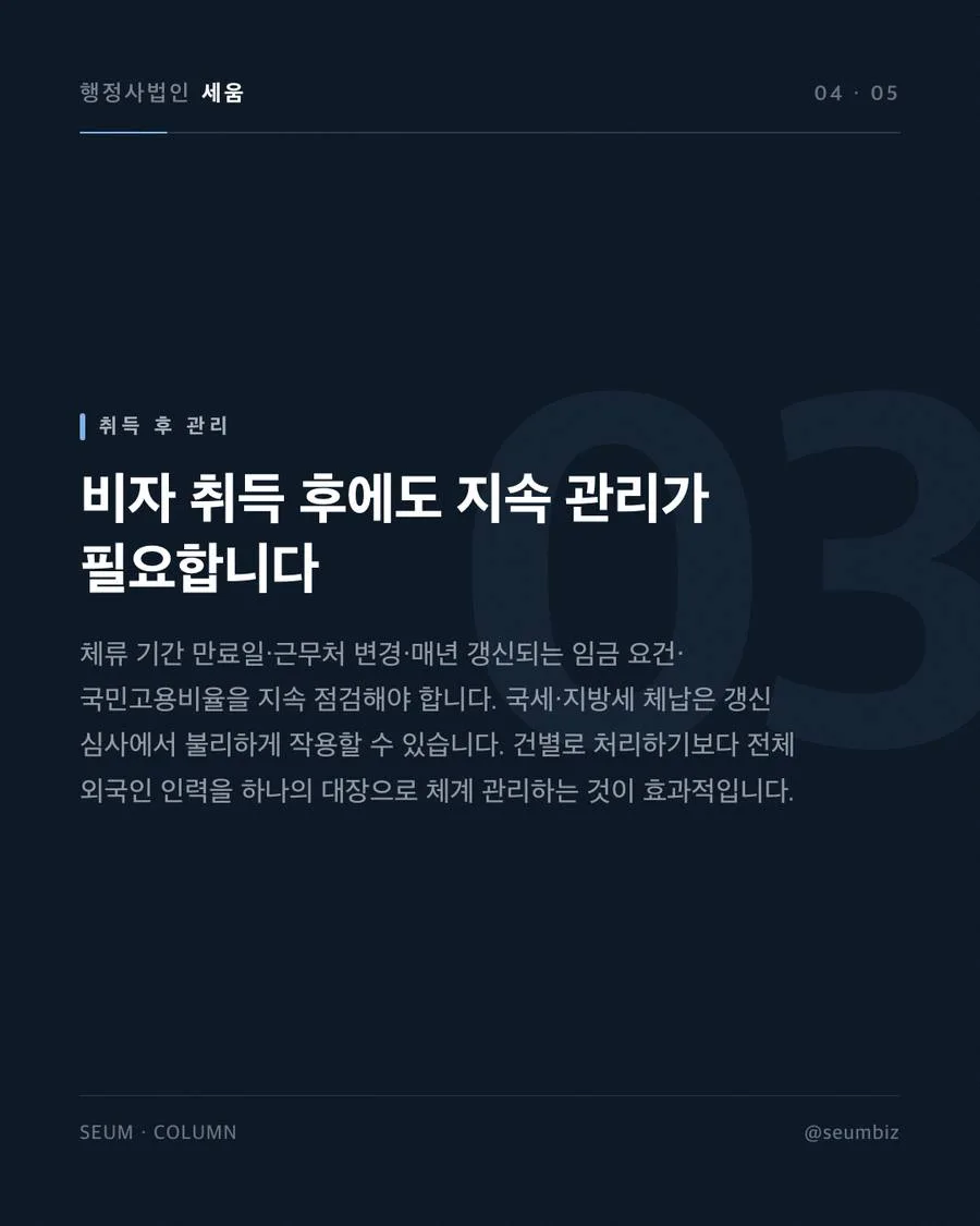 비자 취득 후 관리 소홀이 초래하는 불이익